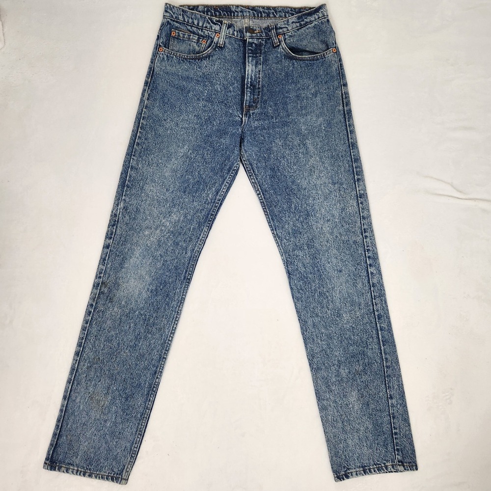 Vintage Levis 505 Acid Wash Jeans Mens 34x34 Blue Straight Leg Denim Made in USA